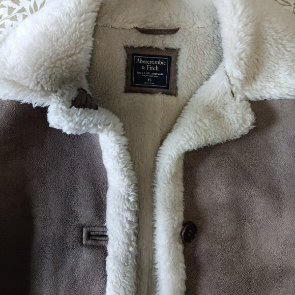 Abercrombie and Fitch xs rancher coat heavy faux suede shearling fur oversized - Picture 3 of 6
